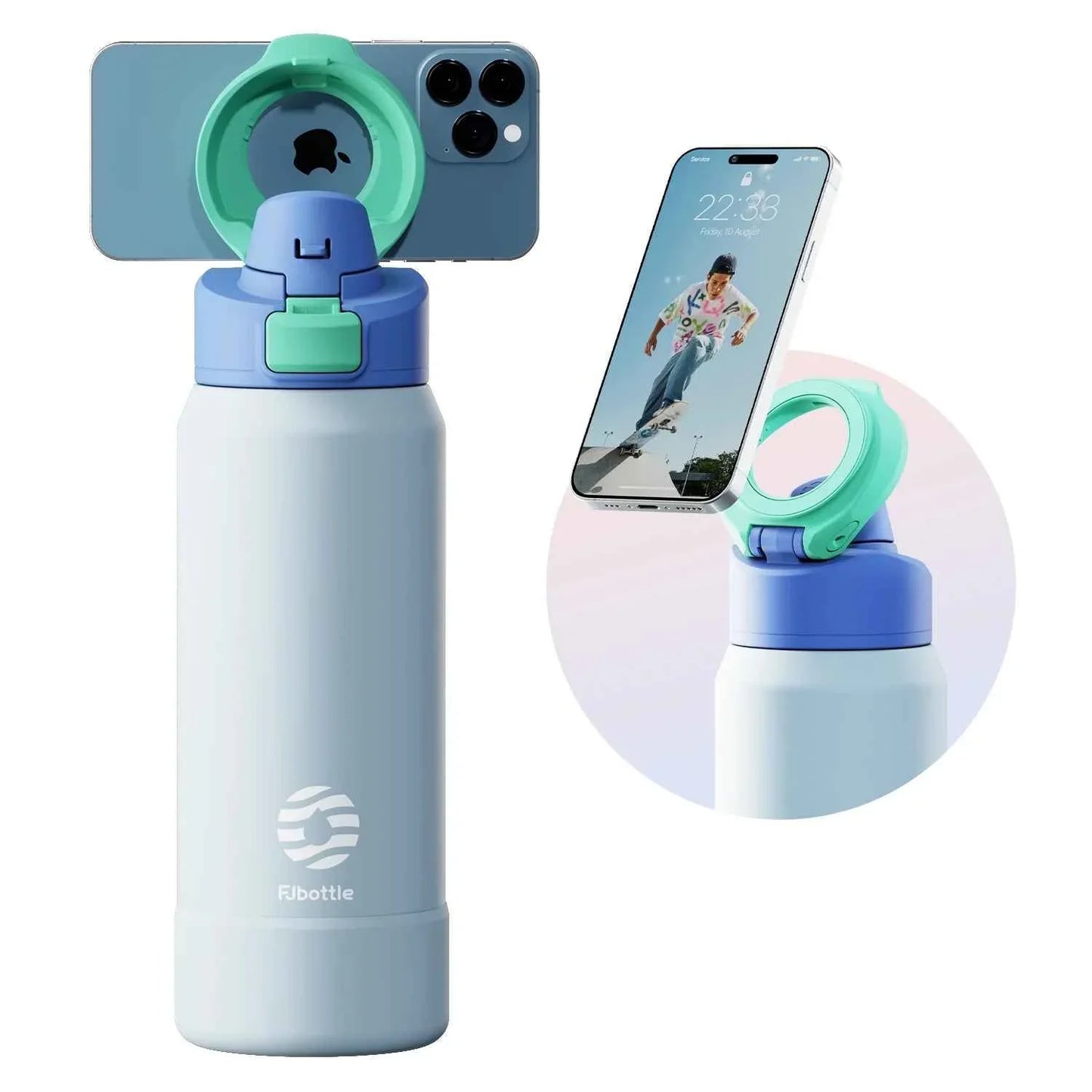 MagnaSip Pro™ – Stainless Steel Thermos Bottle with Magnetic Phone Holder