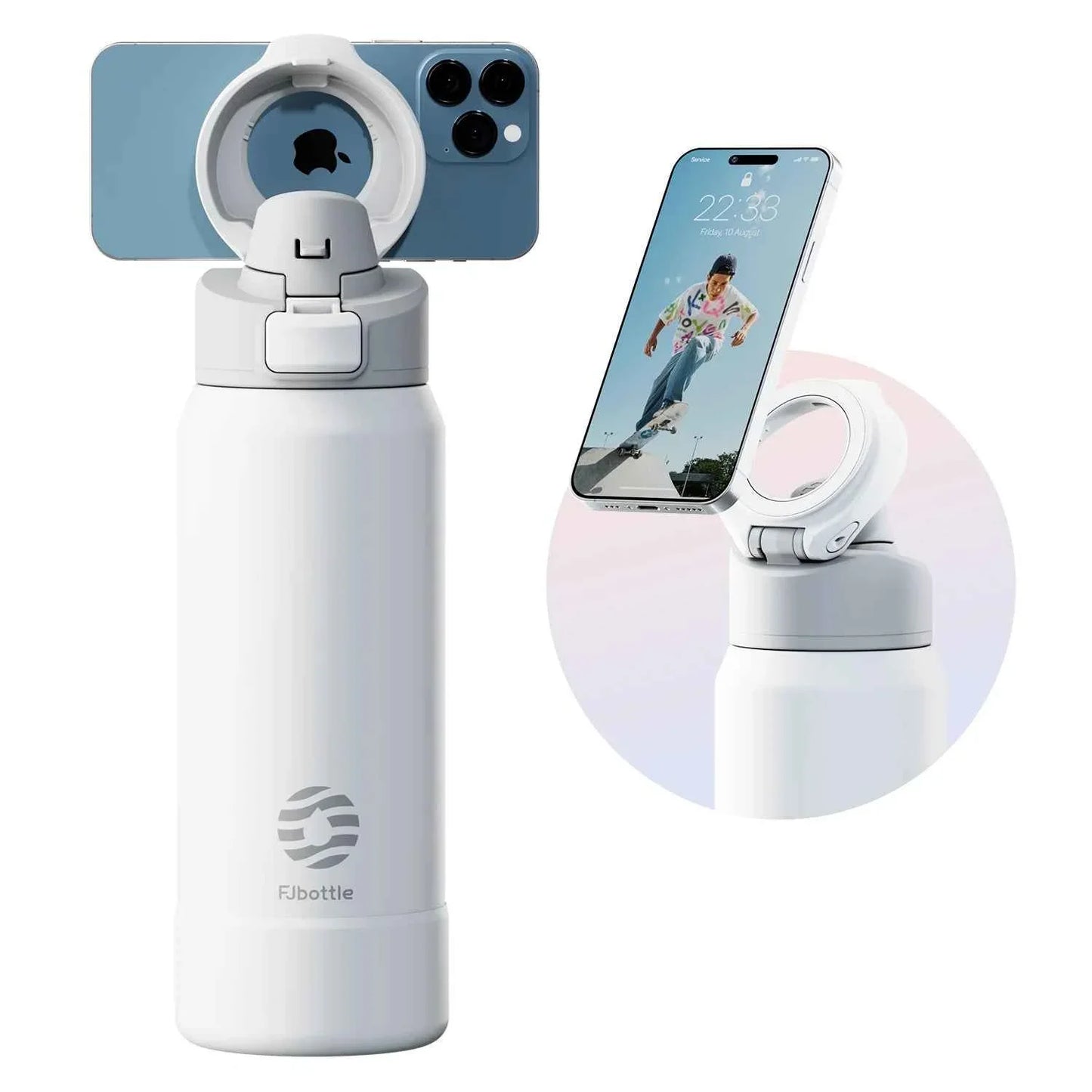 MagnaSip Pro™ – Stainless Steel Thermos Bottle with Magnetic Phone Holder
