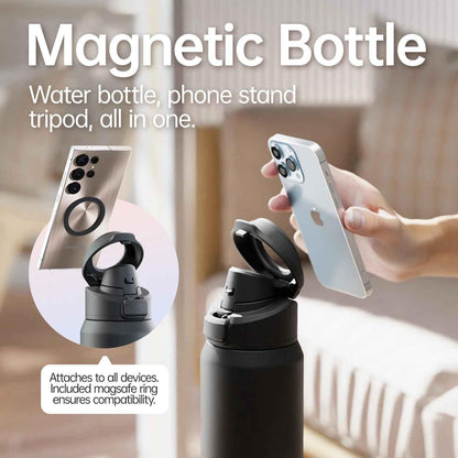MagnaSip Pro™ – Stainless Steel Thermos Bottle with Magnetic Phone Holder