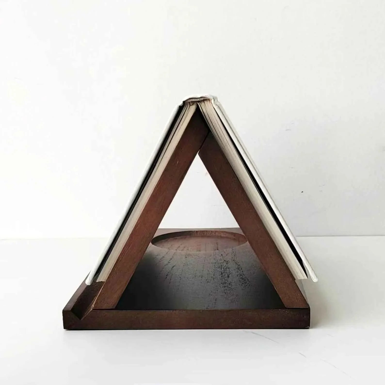 Wooden Book Stand With Cup Holder